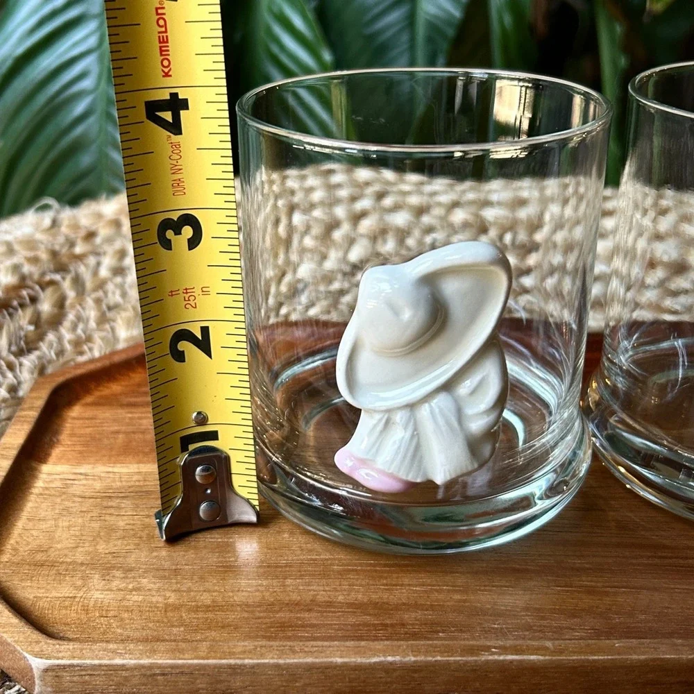 VTG Siesta Pedro Mexican Sleeping Man Lowball Glasses Set of 2 Sombrero Barware